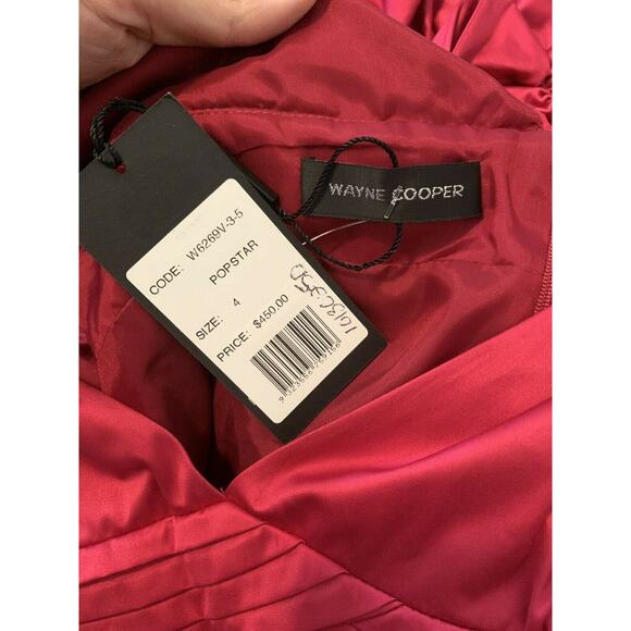 Wayne Cooper Fuchsia Appliqué Deep V neck Cocktail Dress Size 4 - Picture 5 of 10